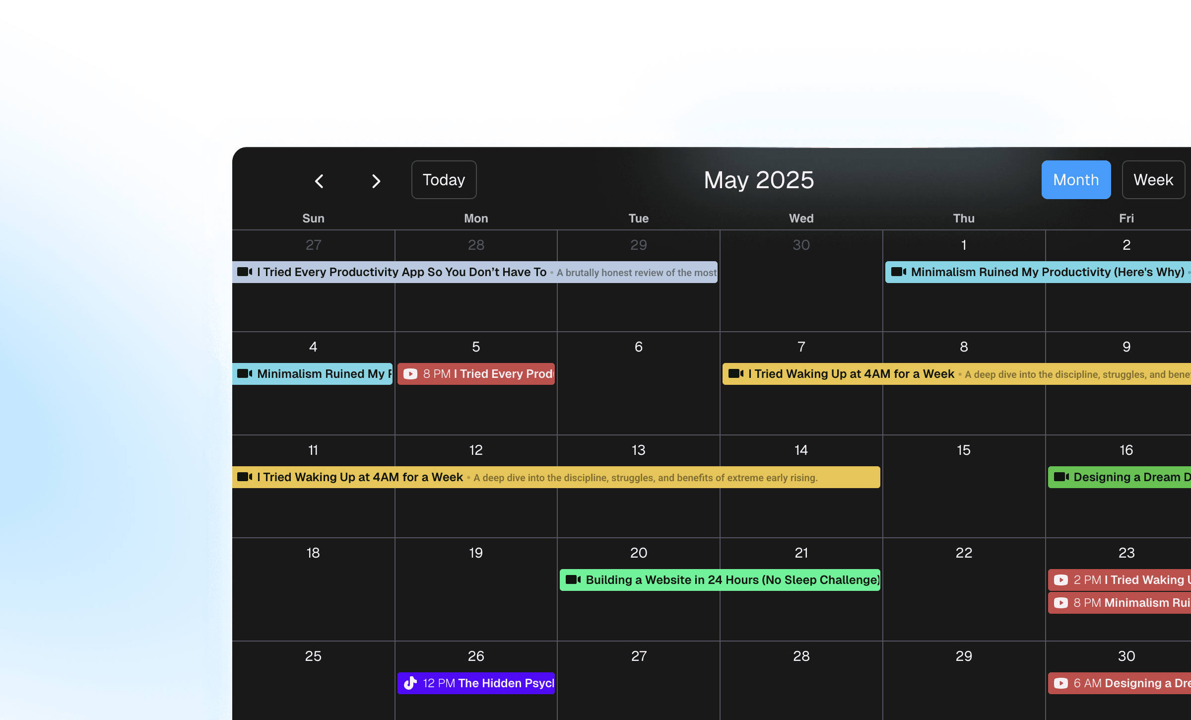 Calendar mockup